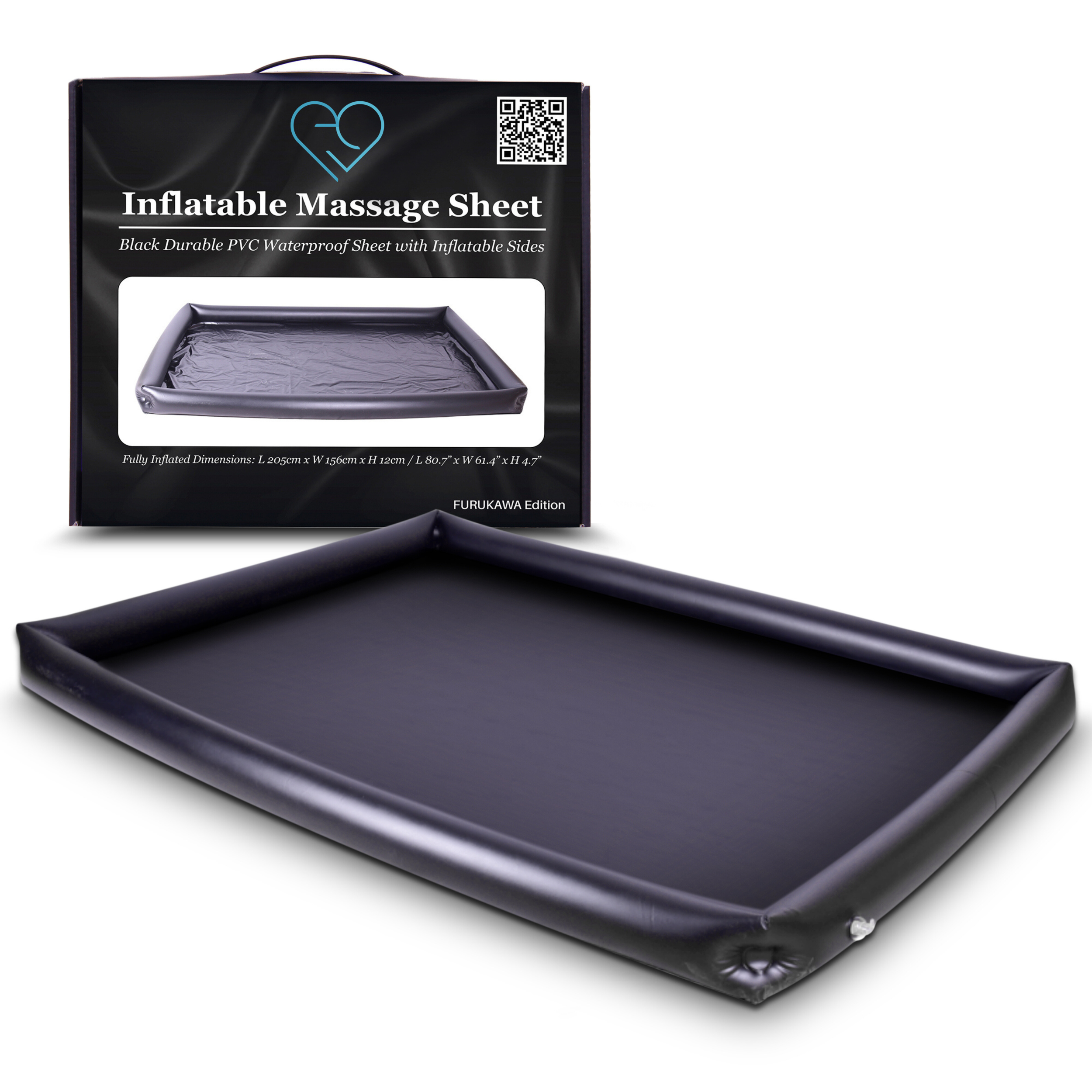 Nuru Inflatable Waterproof Massage Sheet 210cm x 156cm x 16cm (83’’ x 61’’ x 6’’)